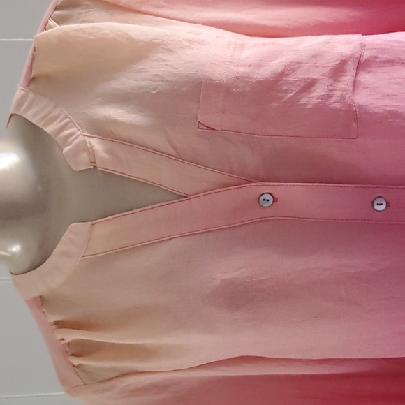 New Directions Ombre Peach Pink Blouse Longsleeve Medium - Picture 5 of 9